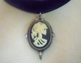Black Velvet Choker with Gothic Lolita Cameo Ivory on Black CH-2000
