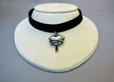 Black Velvet Choker with Bleeding Heart Wrapped in Thorns CH-556S