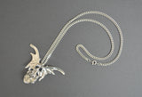 Silver Dragon with Crystal Ball Medieval Renaissance Pendant Necklace NK-136S