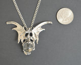 Silver Dragon with Crystal Ball Medieval Renaissance Pendant Necklace NK-136S
