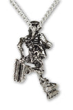 Gothic Skeleton Cruising on In-line Skates Pewter Pendant Necklace NK-155