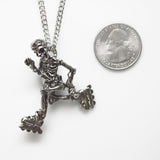 Gothic Skeleton Cruising on In-line Skates Pewter Pendant Necklace NK-155