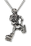 Gothic Skeleton Cruising on In-line Skates Pewter Pendant Necklace NK-155