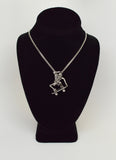 Urban Skeleton in Nose Grab on Skateboard Silver Pewter Pendant Necklace NK-156