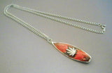 Surfboard with Marijuana Leaf Red & Black Enamel on Pewter Pendant Necklace NK-164-11