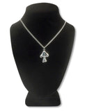 Mushroom with Peace Sign and Black Enamel Accent Silver Pewter Pendant Necklace NK-172