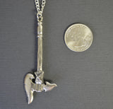 Gothic Warrior Battle Axe Medieval Renaissance Silver Finish Pendant Necklace NK-342