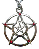 Gothic Double Pentacle Silver Medieval Renaissance Pendant Necklace NK-349