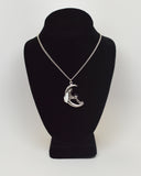 Pixie in Quarter Moon Holding Clear Crystal Ball Pendant Necklace NK-391