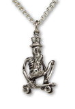 Urban Skeleton Just Cruising on Skateboard Silver Finish Pewter Pendant Necklace NK-3
