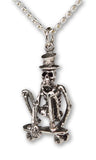 Urban Skeleton Just Cruising on Skateboard Silver Finish Pewter Pendant Necklace NK-3