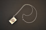 Wizard Book of Magic with Pentacle and Red Crystal Pendant Necklace NK-400