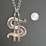 Big Bucks Dollar Sign Polished Silver Extra Large Pewter Pendant Necklace NK-408SLC