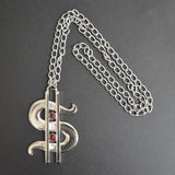 Big Bucks Dollar Sign Polished Silver Extra Large Pewter Pendant Necklace NK-408SLC