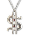 Big Bucks Dollar Sign Polished Silver Extra Large Pewter Pendant Necklace NK-408SLC