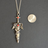 Dragons Wrapped Around Sword Medieval Renaissance Pendant Necklace NK-414