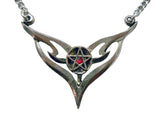 Gothic Pentacle in Chevron Silver Medieval Renaissance Pendant Necklace NK-430