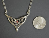 Gothic Pentacle in Chevron Silver Medieval Renaissance Pendant Necklace NK-430