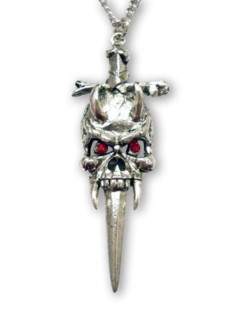 Gothic Skull Impaled on Sword Medieval Renaissance Pendant Necklace NK-456