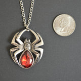 Gothic Spider with Red Stone Body Silver Pewter Pendant Necklace NK-466R