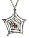 Spider in Web with Red Austrian Crystal Pendant Necklace (medium) NK-469