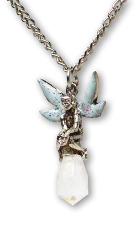 Pixie with Crystal and Sparkling Wings Pendant Necklace NK-471