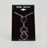 Gothic Black Stone Pendant with Hanging Spider Pendant Necklace NK-496B