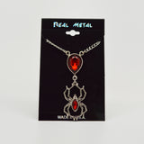 Gothic Red Stone Pendant with Hanging Spider Pendant Necklace NK-496R