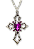 Gothic Cross with Purple Crystals Medieval Renaissance Pendant Necklace NK-518P