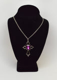 Gothic Cross with Purple Crystals Medieval Renaissance Pendant Necklace NK-518P