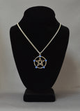 Gothic Pentacle with Blue Cabochons Medieval Renaissance Pendant Necklace NK-530