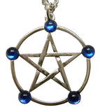 Gothic Pentacle with Blue Cabochons Medieval Renaissance Pendant Necklace NK-530