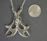 Gothic Skull on Crossed Battle Axes Medieval Renaissance Pendant Necklace NK-539