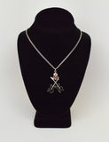 Musican Skull with Crossed Guitars Black Enamel Pewter Pendant Necklace NK-540B