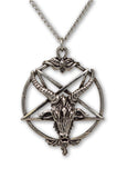Gothic Baphomet Pentacle Silver Finish Goat Head Pendant Necklace NK-546