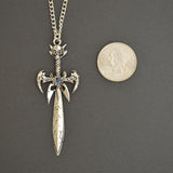 Gothic Etched Sword with Skull Medieval Renaissance Pendant Necklace NK-558
