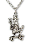 Urban Skeleton Cruising on Skateboard Peace Sign Silver Pewter Pendant Necklace NK-55