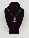 Urban Skeleton Cruising on Skateboard Peace Sign Silver Pewter Pendant Necklace NK-55