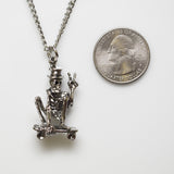 Urban Skeleton Cruising on Skateboard Peace Sign Silver Pewter Pendant Necklace NK-55