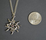 Gothic Pentacle with Purple Crystal Set in Vines Pendant Necklace NK-563