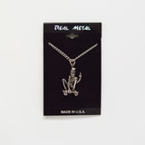 Urban Skeleton with Gesture on Skateboard Silver Pewter Pendant Necklace NK-56