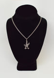 Urban Skeleton with Gesture on Skateboard Silver Pewter Pendant Necklace NK-56