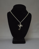 Skeleton Climbing Black Cross Pewter Pendant Necklace NK-578