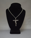 Skeleton on Black Cross Pewter Pendant Necklace NK-579
