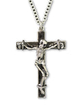 Skeleton on Black Cross Pewter Pendant Necklace NK-579