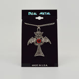 Gothic Winged Cross Medieval Renaissance Pewter Pendant Necklace NK-585