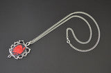 Gothic Red Rose Cameo Surrounded by Thorns Pendant Necklace NK-604RB