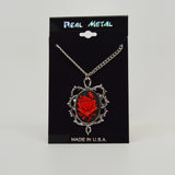 Gothic Red Rose Cameo Surrounded by Thorns Pendant Necklace NK-604RB