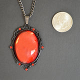 Vampire Blood Red Cabochon Pendant Necklace in Black Frame NK-614