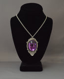 Purple Cabochon in Pewter Frame Pendant Necklace Vampire Jewelry NK-620P